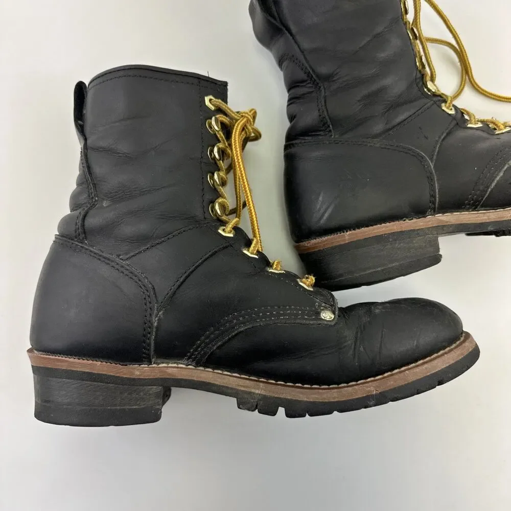 Field and Stream Black Leather Combat Boots Lace Up 1161 Mens 10 EE‎ Extra Wide